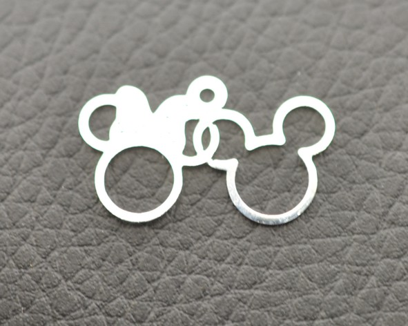 Pingente Mickey e Minnie banho prata - 20 mm (un) FL-537